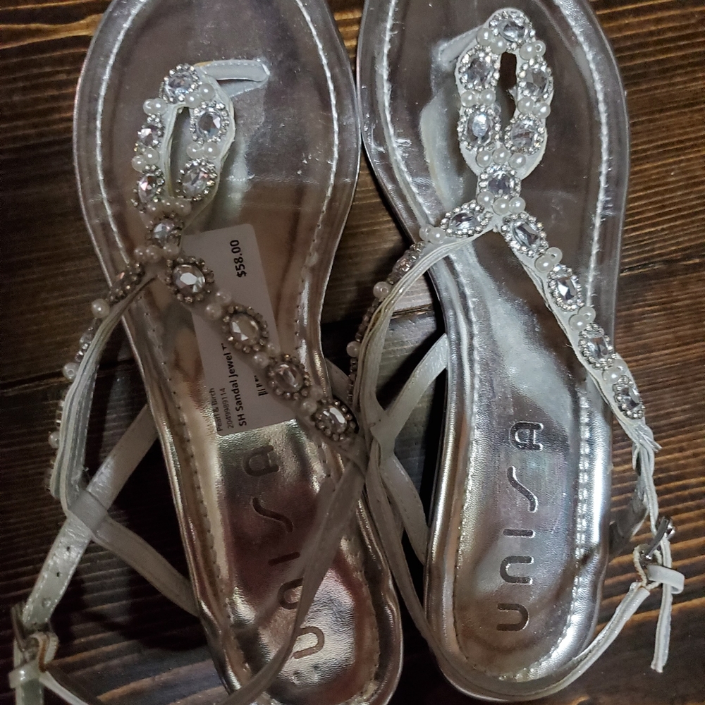 COPY - Beautiful UNISA Sandals with Jewels & Faux Pearls